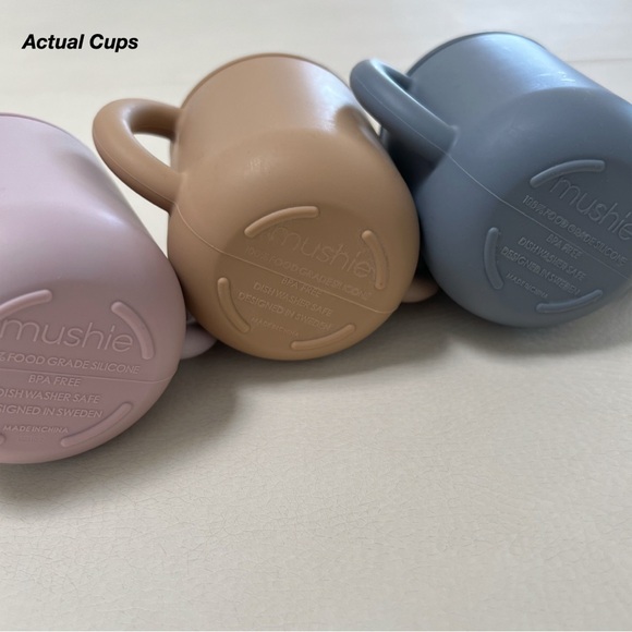 GUC: 3 MUSHIE SILICONE TRAINING CUPS IN LILAC, NATURAL AND TRADEWINDS BLUE (O/S) - Picture 13 of 13